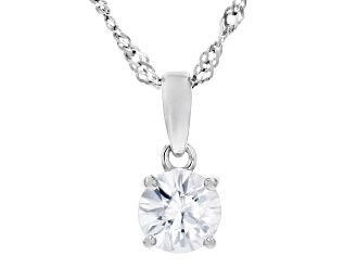 White Zircon Rhodium Over Sterling Silver Pendant with Chain 0.94ctw