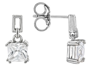 White Zircon Rhodium Over Sterling Silver Earrings 1.45ctw