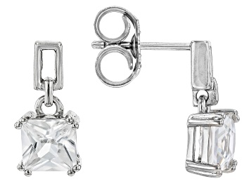 Picture of White Zircon Rhodium Over Sterling Silver Earrings 1.45ctw