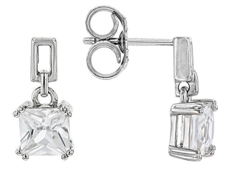 White Zircon Rhodium Over Sterling Silver Earrings 1.45ctw