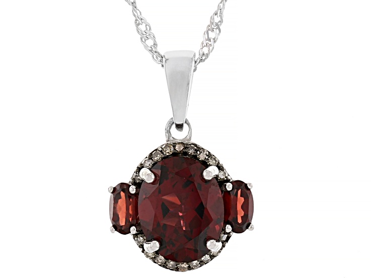 Red Garnet Rhodium Over Sterling Silver Pendant with Chain 3.62ctw