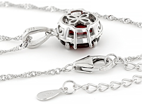 Red Garnet Rhodium Over Sterling Silver Pendant with Chain 3.62ctw