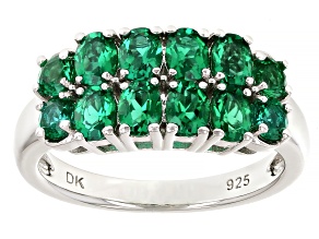 Green Lab Created Emerald Rhodium Over Sterling Silver Ring 1.58ctw