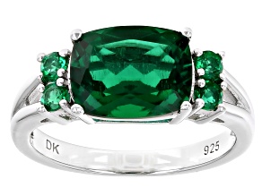 Green Lab Created Emerald Rhodium Over Sterling Silver Ring 2.62ctw