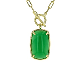 Green Jadeite 18k Yellow Gold Over Sterling Silver Necklace