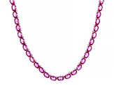 Pink Lab Created Sapphire Rhodium Over Sterling Silver Tennis Necklace 50.87ctw