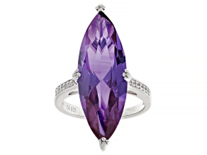 Purple Lab Created Color Change Sapphire Rhodium Over Sterling Silver Ring 12.84ctw