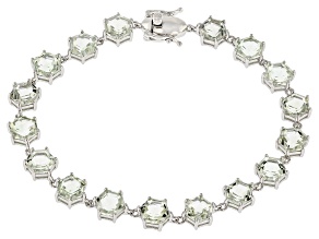 Green Prasiolite Rhodium Over Sterling Silver Bracelet 18.78ctw