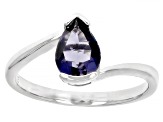 Blue Iolite Rhodium Over Sterling Silver Ring 0.70ctw