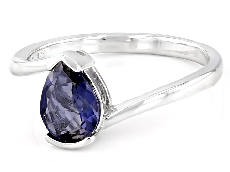 Blue Iolite Rhodium Over Sterling Silver Ring 0.70ctw