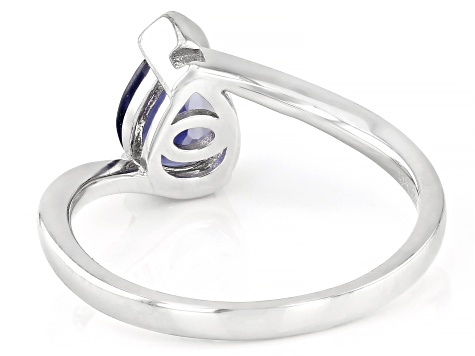 Blue Iolite Rhodium Over Sterling Silver Ring 0.70ctw