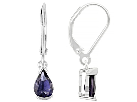 Blue Iolite Rhodium Over Sterling Silver Earrings 0.99ctw