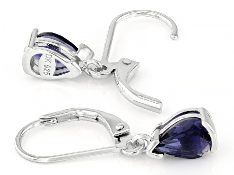 Blue Iolite Rhodium Over Sterling Silver Earrings 0.99ctw
