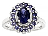 Blue Iolite Rhodium Over Sterling Silver Ring 1.45ctw