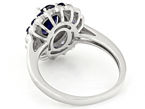 Blue Iolite Rhodium Over Sterling Silver Ring 1.45ctw