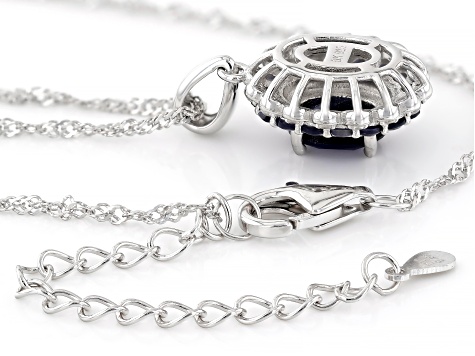 Blue Iolite Rhodium Over Sterling Silver Pendant with Chain 1.45ctw