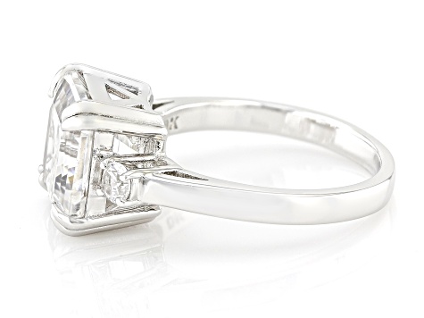 White Lab Created Sapphire Rhodium Over Sterling Silver Ring