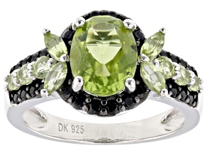 Green Peridot Rhodium Over Sterling Silver Ring 2.90ctw