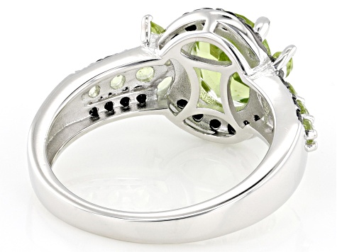 Green Peridot Rhodium Over Sterling Silver Ring 2.90ctw