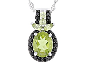 Green Peridot Rhodium Over Sterling Silver Pendant with Chain 2.23ctw