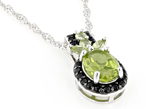 Green Peridot Rhodium Over Sterling Silver Pendant with Chain 2.23ctw