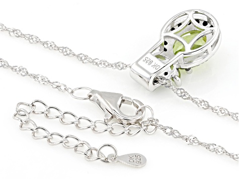 Green Peridot Rhodium Over Sterling Silver Pendant with Chain 2.23ctw