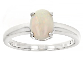 White Australian Coober Pedy Opal Rhodium Over Sterling Silver Ring