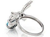 Blue Sleeping Beauty Turquoise Rhodium Over Sterling Silver Bow Ring 0.36cftw