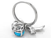 Blue Sleeping Beauty Turquoise Rhodium Over Sterling Silver Bow Ring 0.36cftw