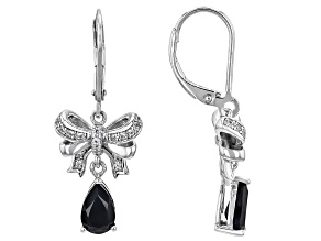 Black Spinel Rhodium Over Sterling Silver Bow Earrings 1.77ctw