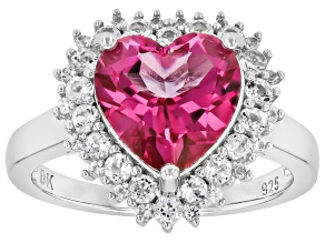 Pink Topaz Rhodium Over Sterling Silver Ring 4.09ctw