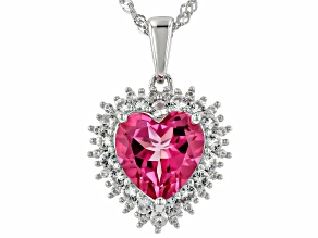 Pink Topaz Rhodium Over Sterling Silver Pendant with Chain 4.09ctw