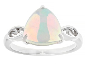 White Ethiopian Opal Rhodium Over Sterling Silver Ring 2.00ctw