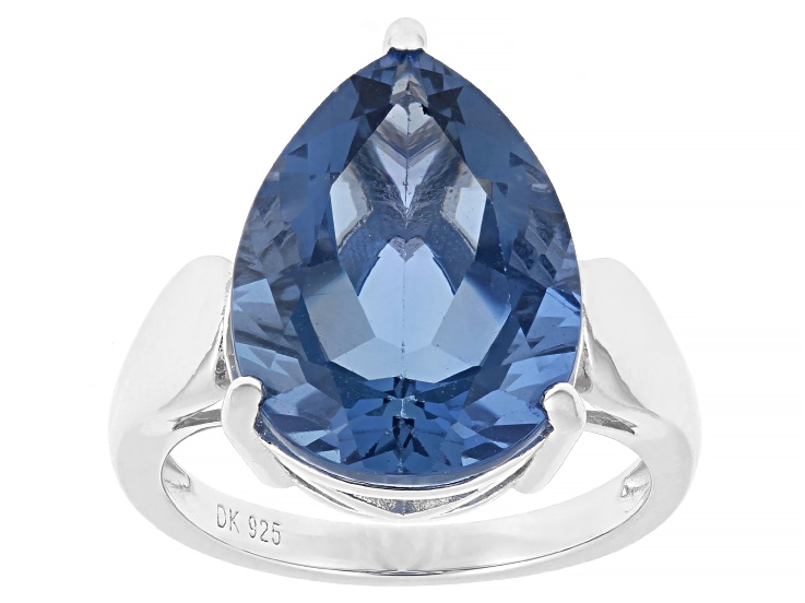Blue Color Change Fluorite Rhodium Over Sterling Silver Ring 8.50ct