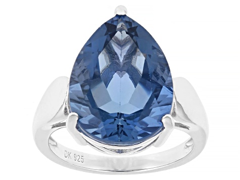 Blue Color Change Fluorite Rhodium Over Sterling Silver Ring 8.50ct