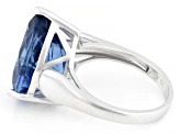 Blue Color Change Fluorite Rhodium Over Sterling Silver Ring 8.50ct