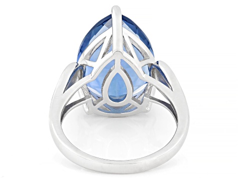 Blue Color Change Fluorite Rhodium Over Sterling Silver Ring 8.50ct