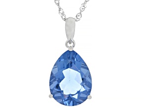 Blue Color Change Fluorite Rhodium Over Sterling Silver Pendant with Chain 8.50ct