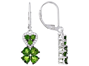 Green Chrome Diopside Rhodium Over Sterling Silver Earrings 2.46ctw