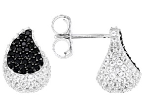 White Lab Created Sapphire Rhodium Over Sterling Silver Teardrop Earrings 2.83ctw