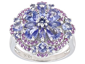 Blue Tanzanite Rhodium Over Sterling Silver Ring 2.97ctw