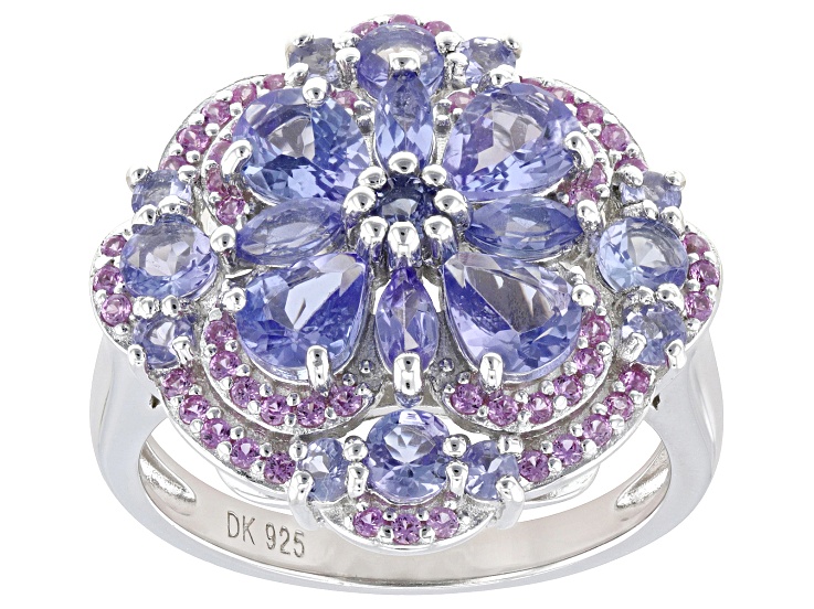 Blue Tanzanite Rhodium Over Sterling Silver Ring 2.97ctw