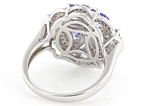 Blue Tanzanite Rhodium Over Sterling Silver Ring 2.97ctw - SHG046