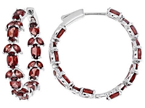 Red Garnet Rhodium Over Sterling Silver Earrings 11.80ctw