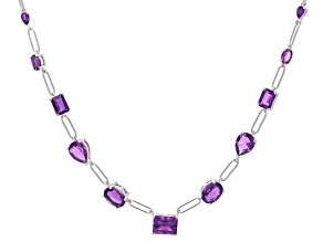 Purple Amethyst Rhodium Over Sterling Silver Necklace 10.07ctw
