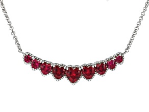 Red Lab Created Ruby Rhodium Over Sterling Silver Necklace 7.67ctw