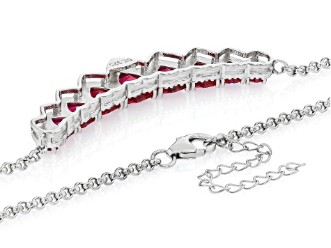 Red Lab Created Ruby Rhodium Over Sterling Silver Necklace 7.67ctw