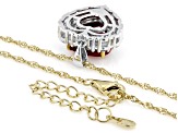Red Lab Created Ruby Rhodium & 18k Yellow Gold Over Sterling Silver Pendant with Chain 6.25ctw