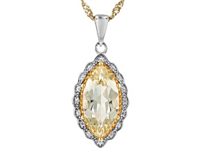 Candlelight Labradorite Rhodium and 18K Yellow Gold Over Sterling Silver Pendant with Chain 3.09ctw
