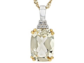 Candlelight Labradorite Rhodium and 18K Gold Over Sterling Silver Pendant with Chain 5.63ctw